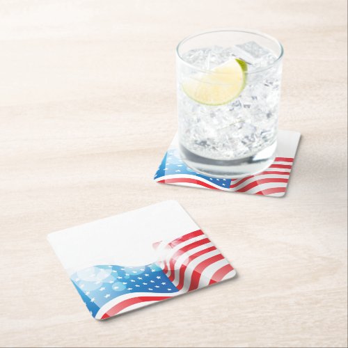 National Flag Of The United States Beverage Square Paper Coaster