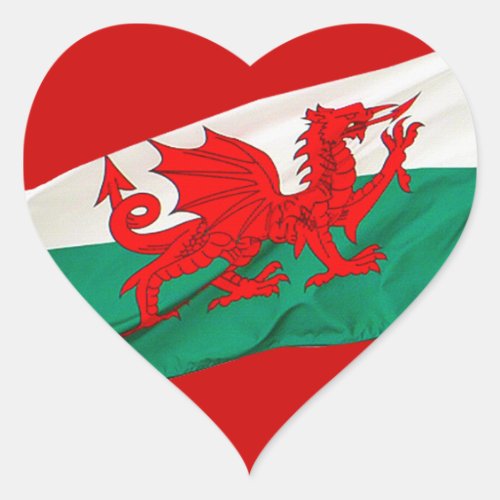 National Flag of Wales The Red Dragon Patriotic Heart Sticker