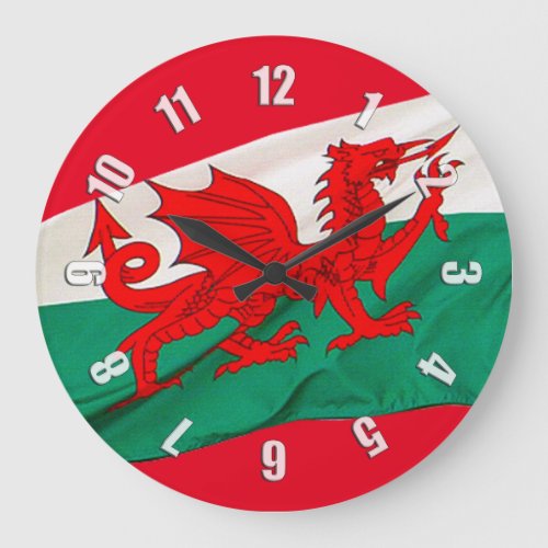 National Flag of Wales The Red Dragon Patriotic Large Clock