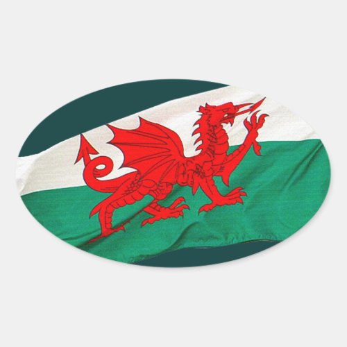 National Flag of Wales The Red Dragon Patriotic Oval Sticker