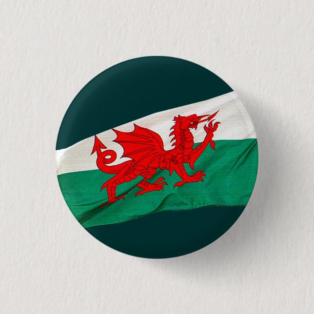 National Flag of Wales, The Red Dragon Patriotic Pinback Button (Front)