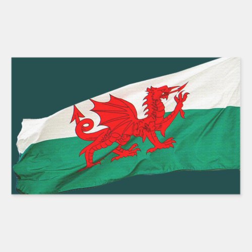 National Flag of Wales The Red Dragon Patriotic Rectangular Sticker