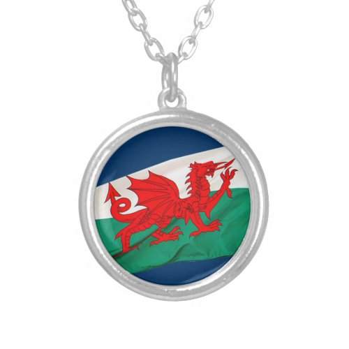 National Flag of Wales The Red Dragon Patriotic Silver Plated Necklace