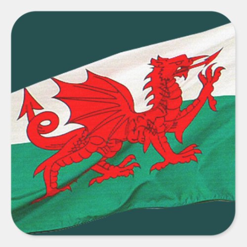 National Flag of Wales The Red Dragon Patriotic Square Sticker