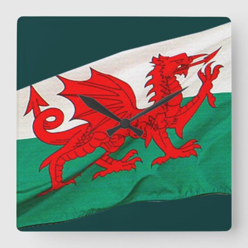 National Flag of Wales The Red Dragon Patriotic Square Wall Clock