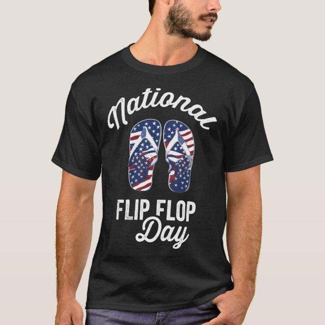 National Flip Flop Day Patriotic T-Shirt (Front)