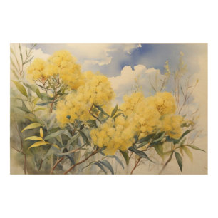 National Flower Australia Golden Wattle Wood Wall Art