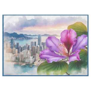 National Flower Bauhinia (Hong Kong) medium Tablecloth
