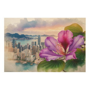 National Flower Bauhinia (Hong Kong)   Wood Wall Art