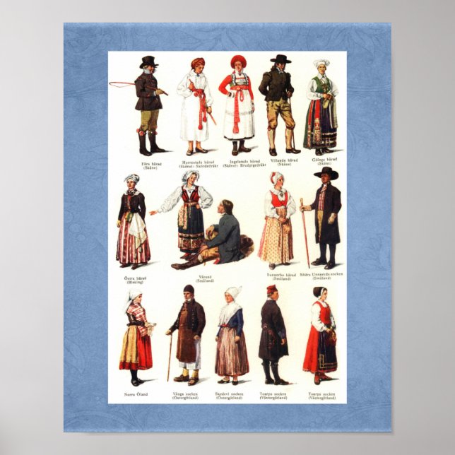 National Folk Costumes of Sweden Poster (Front)