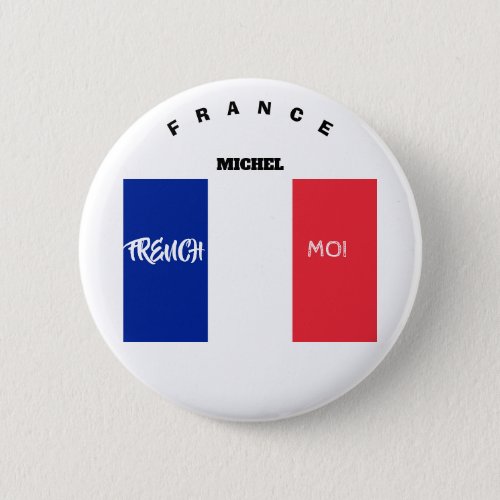 National France Flag with monogram  Button
