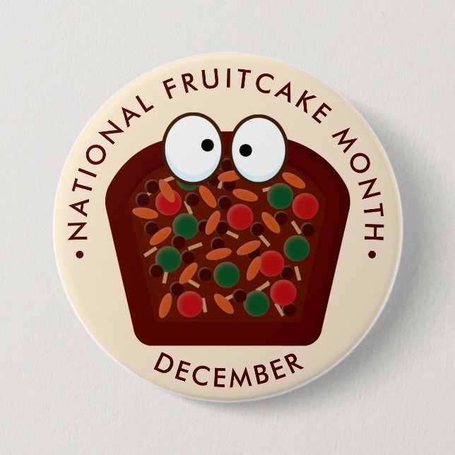 National Fruitcake Month, cute kawaii fruitcake Button (Front)