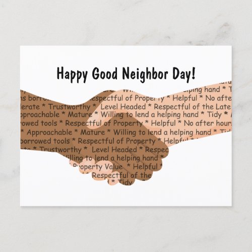 National Good Neighbor Day Greeting Postcard