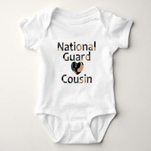 National Guard Cousin Heart Camo Baby Bodysuit (Front)