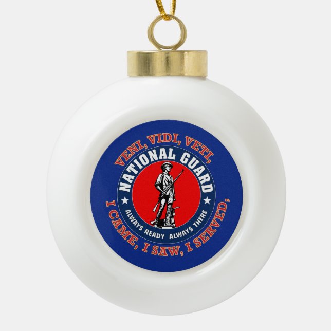 National Guard Emblem Ceramic Ball Christmas Ornament (Front)