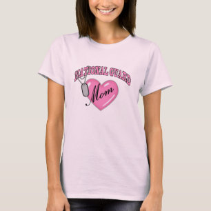 National Guard Mom Heart N Dog Tag T-Shirt
