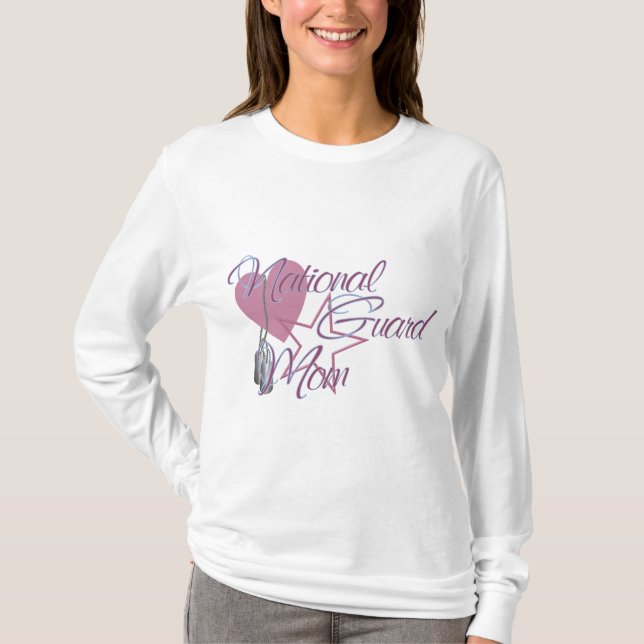 National Guard Mom Heart N Star T-Shirt (Front)