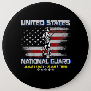 National Guard Veteran Always Ready American Flag  Button