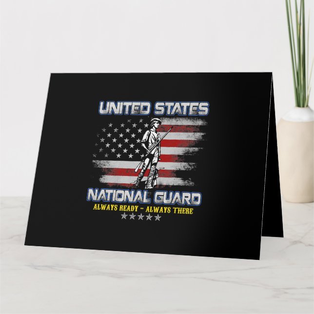 National Guard Veteran Always Ready American Flag  Card (Front)