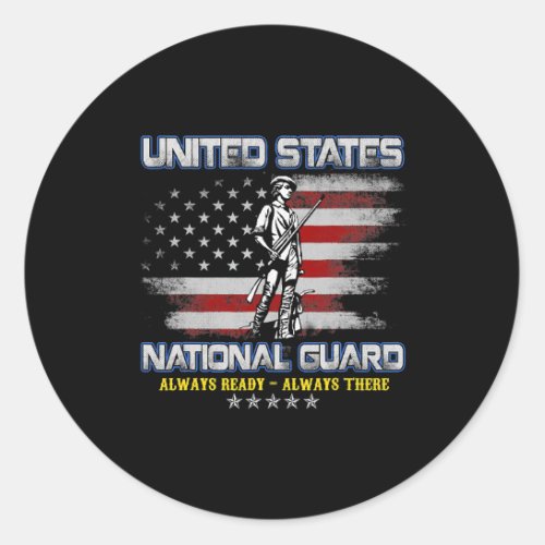 National Guard Veteran Always Ready American Flag  Classic Round Sticker