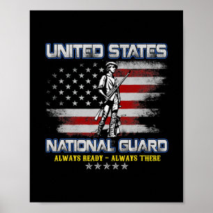 National Guard Veteran Always Ready American Flag  Poster