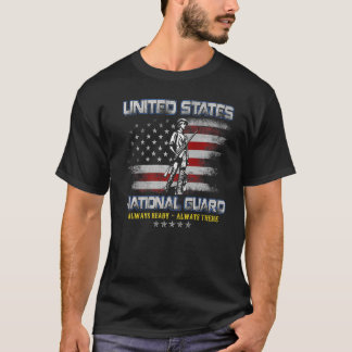 National Guard Veteran Always Ready American Flag  T-Shirt