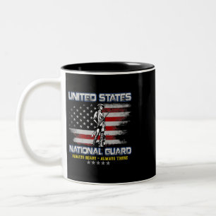 National Guard Veteran Always Ready American Flag Two-Tone Coffee Mug