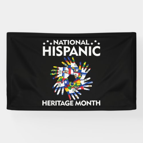 National Hispanic Heritage Countries Hands Flag Banner