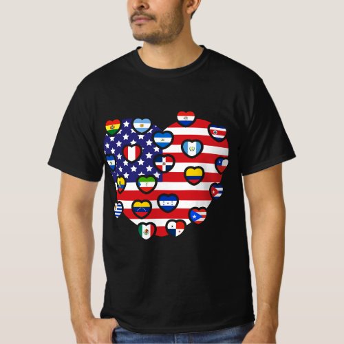National Hispanic Heritage Month Country Flags Hea T_Shirt