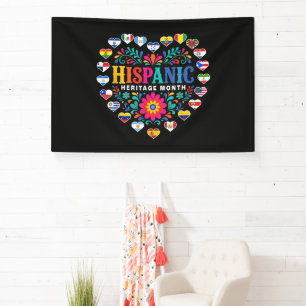 National Hispanic Heritage Month Heart Flags Banner