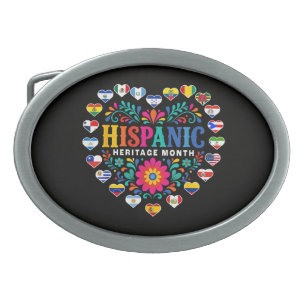 National Hispanic Heritage Month Heart Flags Belt Buckle