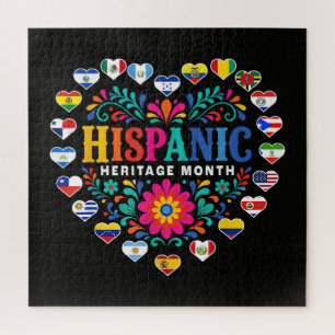 National Hispanic Heritage Month Heart Flags Jigsaw Puzzle