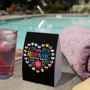 National Hispanic Heritage Month Heart Flags Paper Table Tent