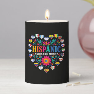National Hispanic Heritage Month Heart Flags Pillar Candle