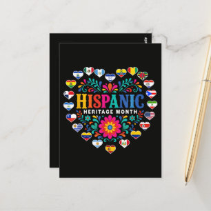 National Hispanic Heritage Month Heart Flags Postcard