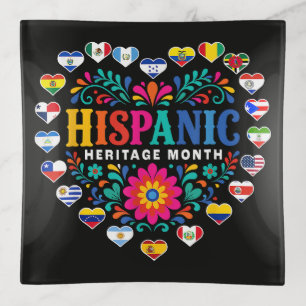 National Hispanic Heritage Month Heart Flags Trinket Tray