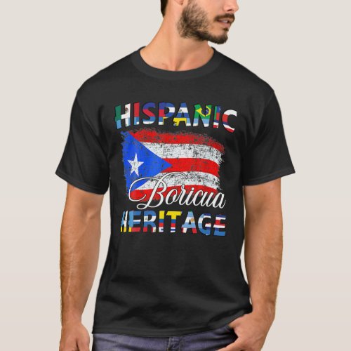 National Hispanic Heritage Month Puerto Rico Flag T_Shirt