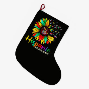 National Hispanic Heritage Month Sunflower Large Christmas Stocking