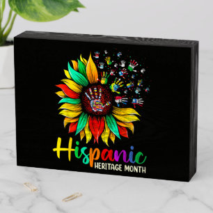National Hispanic Heritage Month Sunflower Wooden Box Sign