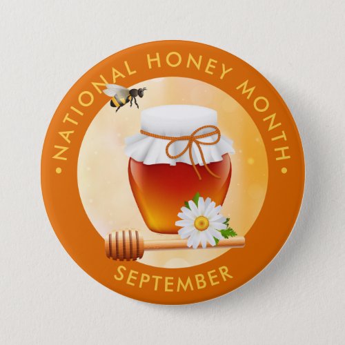 National Honey Month bee honey flower Button