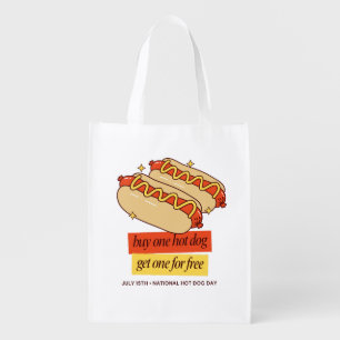 National Hot Dog Day Retro Food Art Grocery Bag
