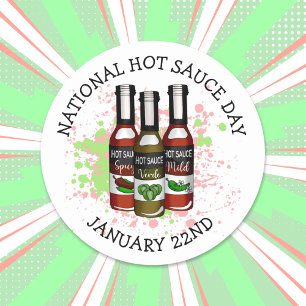 National Hot Sauce Day January 22nd Classic Round Sticker