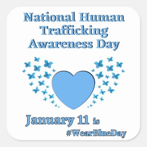 National Human Trafficking Awareness Day WearBlue Square Sticker