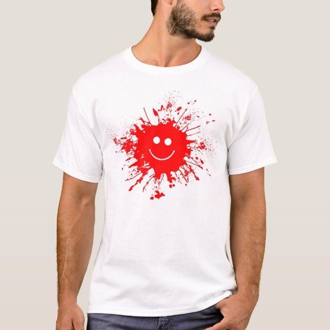 National Humor Month Red Paint Splatter Smile T-Shirt (Front)