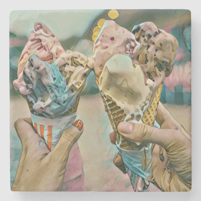 National Ice Cream Day Gift Stone Coaster (Front)