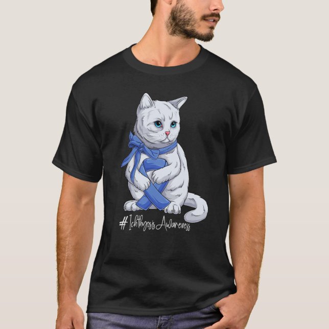 National Ichthyosis Awareness Month Blue Ribbon Cu T-Shirt (Front)
