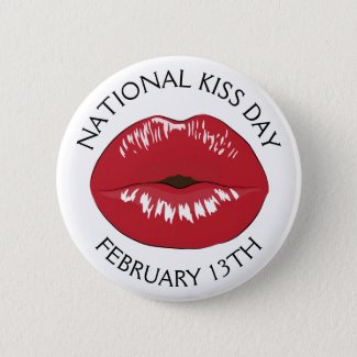 National Kiss Day February 13th Holiday Button