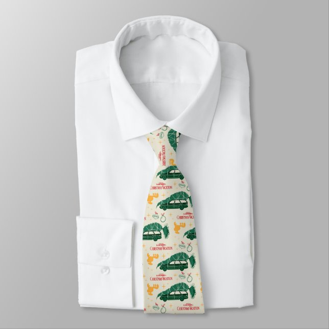 National Lampoon Christmas Tree on Car Pattern Neck Tie (Tied)