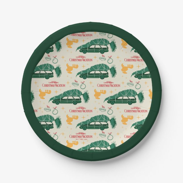 National Lampoon Christmas Tree on Car Pattern Paper Plates (Front)