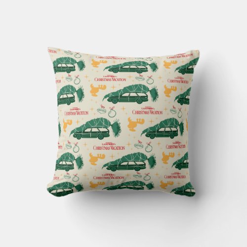 National Lampoon Christmas Tree on Car Pattern Throw Pillow